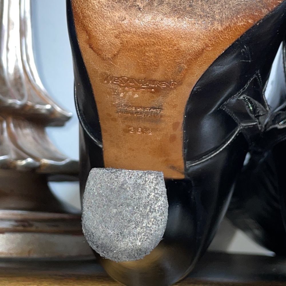 Yves Saint Laurent Black Leather Boots 36.5 approx. 6 - Picture 8 of 11